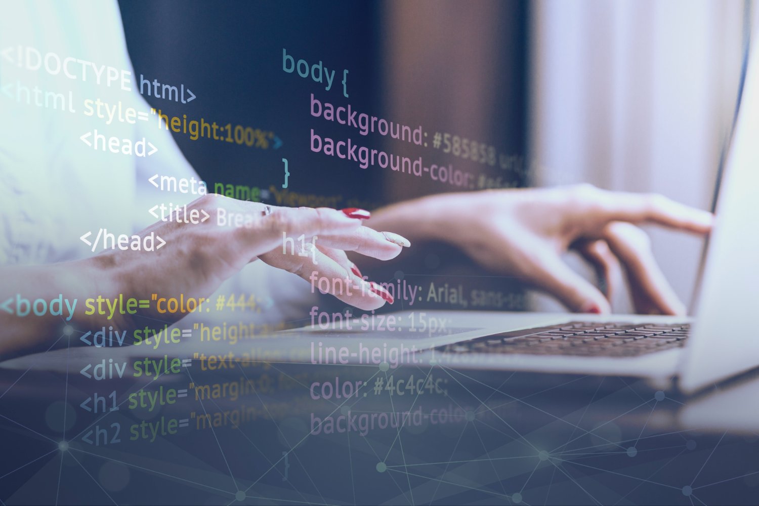 Edición de estilos con programación con fondo de computadora portatil